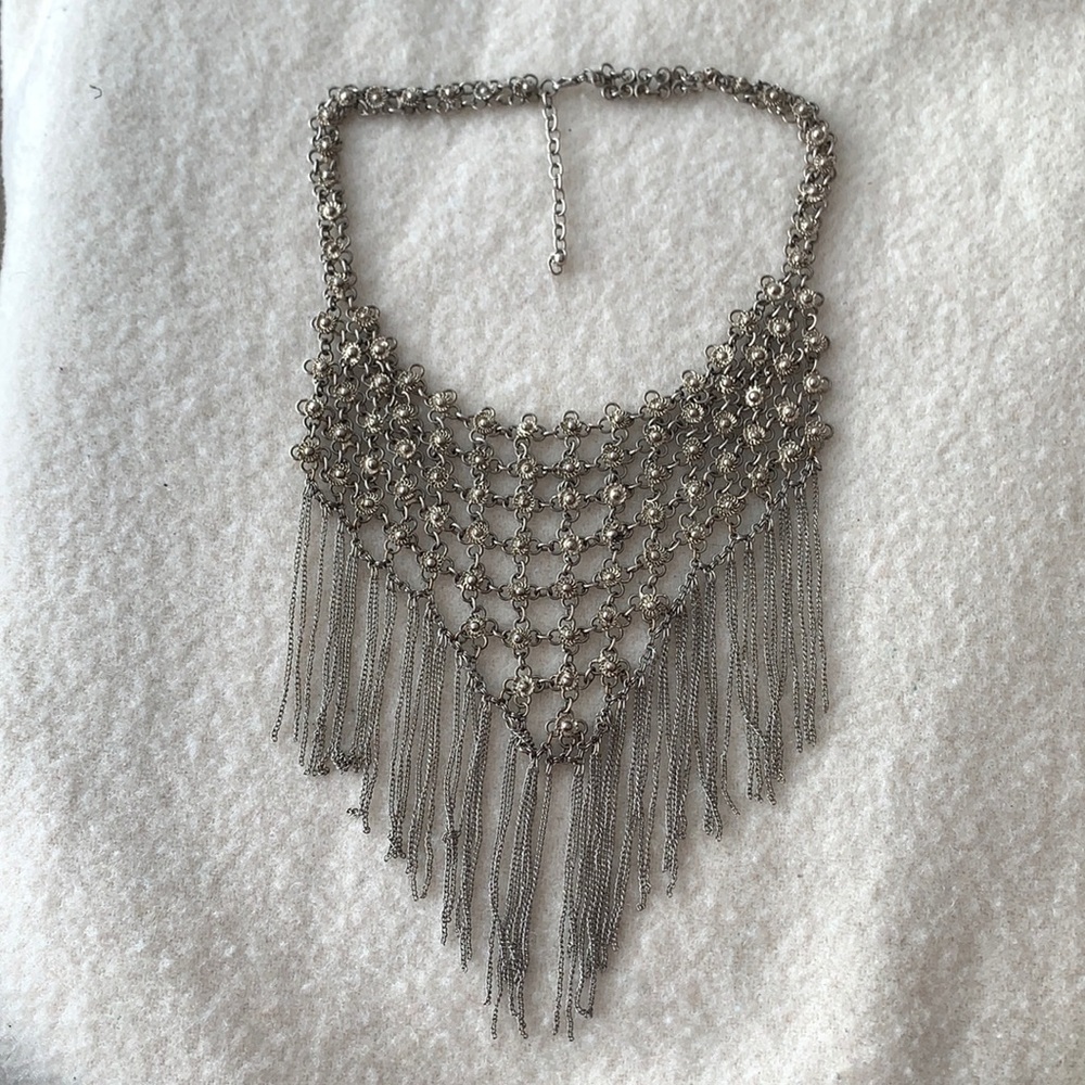Free People Chain Mail Fringe Necklace